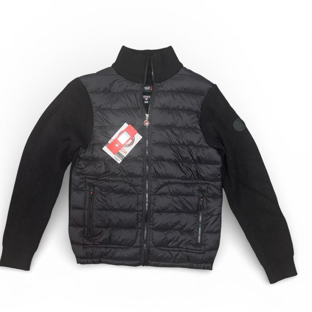 Canada Weather Gear men's puffer jacket with sweater sleeves (BLACK)